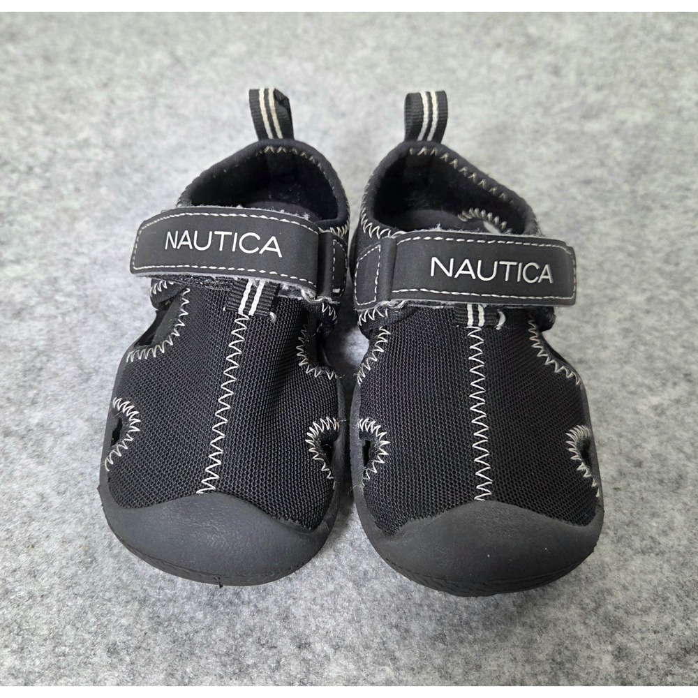 Nautica Toddler Boys Black White Mesh Water Shoes Closed Toe Sandals Size 7